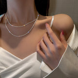 Sparkling necklace 2023 new women's summer lock bone chain tide light luxury small starry necklace fine flash strand