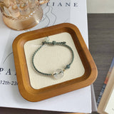 Aveuri - Women's Natural White Chalcedony Jade Wrist Chain Crystal Bracelets