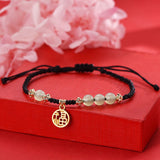 Aveuri - Out Blessing Card Jade Hand Woven Rope Fate Lucky Bracelets