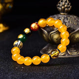 Aveuri - Women's & Men's Agate Five Gods Of Wealth Elements Golden Wood Bracelets