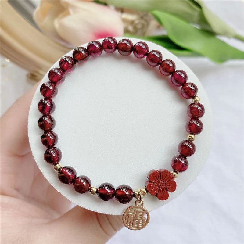 Send you a small saffron Zhu sand flower bracelet 14K package gold blessing bracelet female blessing hand-knit red hand rope