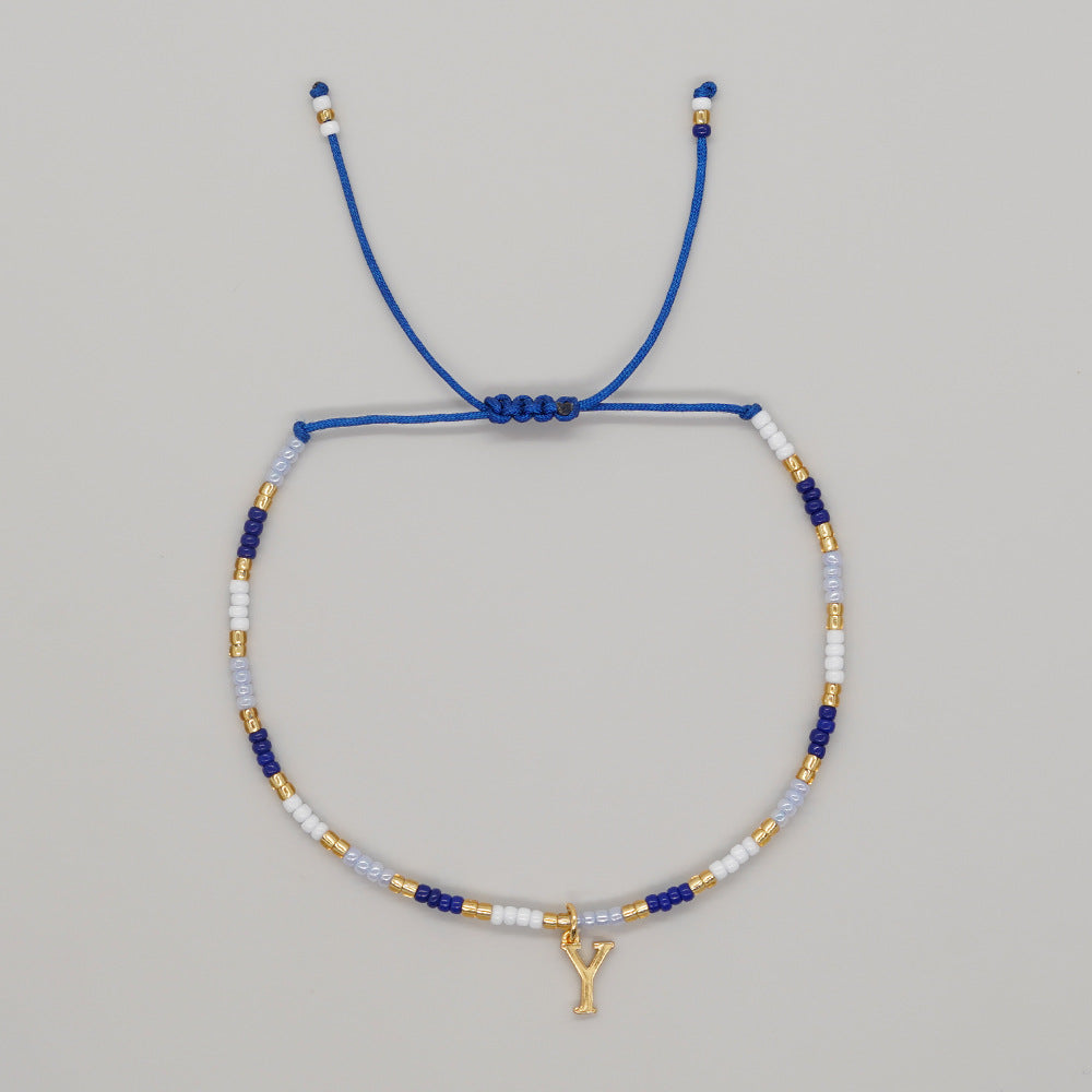 Aveuri - Women's Simple Style Contrast Color Bead English Letters Handmade Bracelets