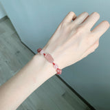 Natural strawberry crystal crystal bracelet female nature red rope transfer bead original design knitted rope