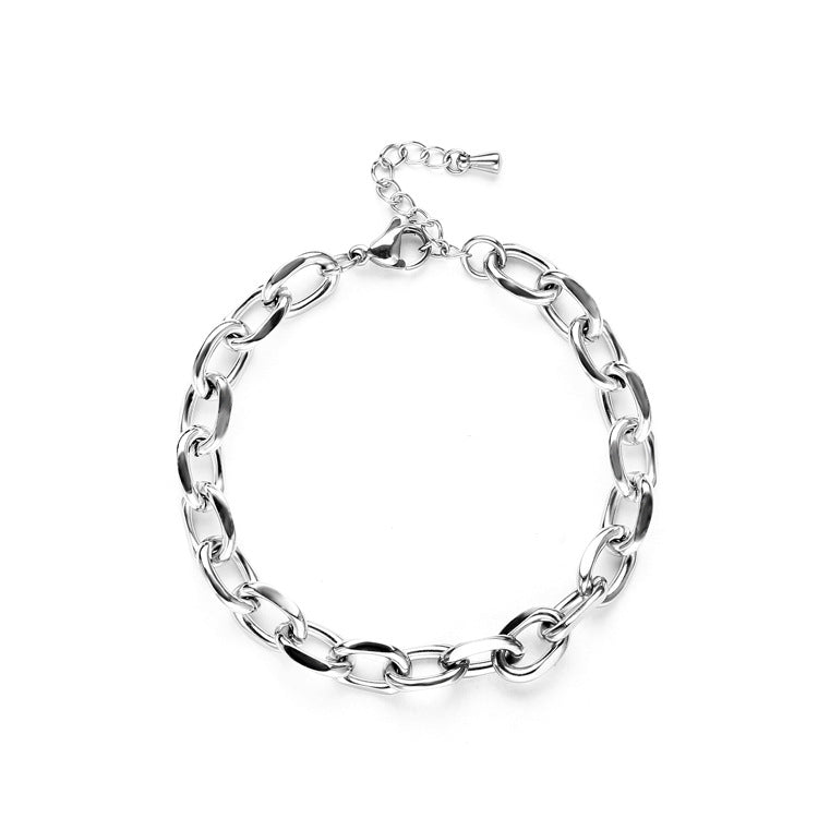 European and American women manufacturers wholesale simple fashion geometric crude creative personality clavicle chain stainless steel bracelet