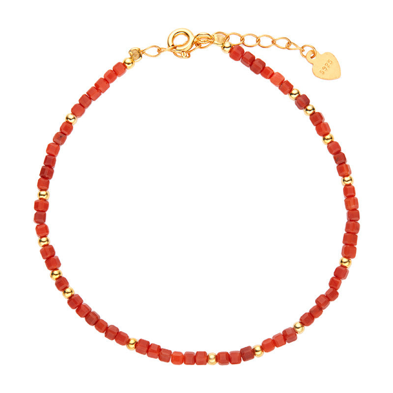 Aveuri - Women's Southern Red Agate Sier Precious Stones Good Bracelets
