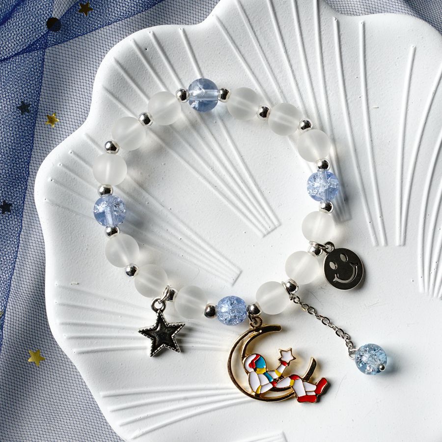 New temperament astronaut picking stars stars rope bracelet female niche design matte bead bracelet cross-border accessories