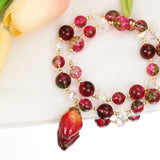 Aveuri - Ornamental Stone Rose Crystal Flower Pendant Bracelets