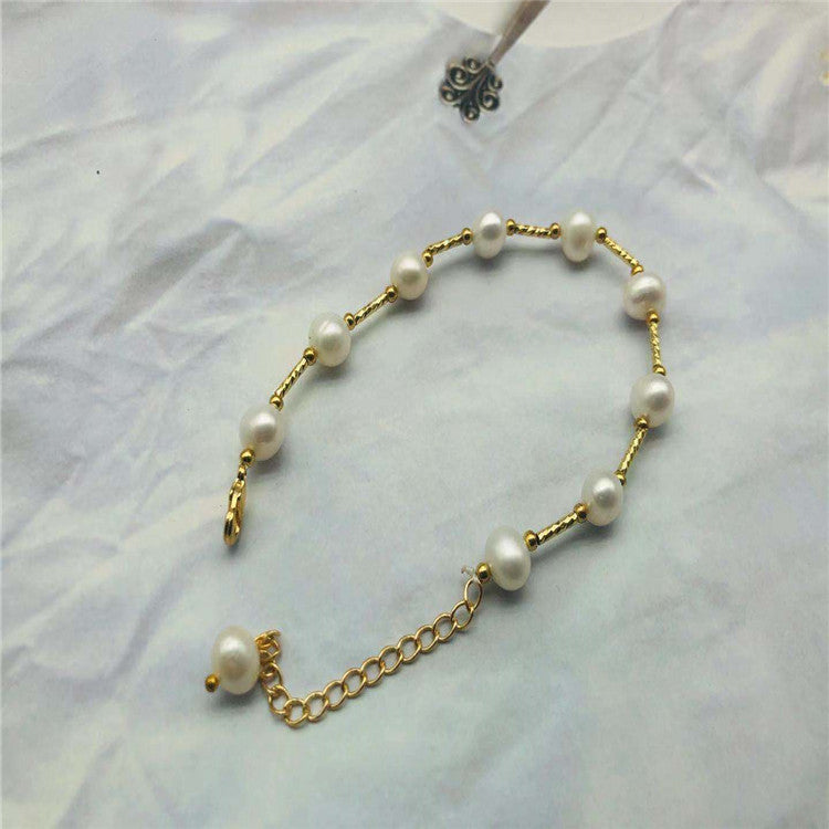 Wholesale natural pearl bracelet fashion simple bracelet female Korean version of INS cold dust fresh water pearl light luxury hand decoration