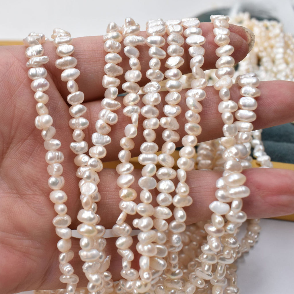 Running 3-4mm irregular small pearl chain DIY jewelry necklace bracelet semi-finished accessories fresh water pearl