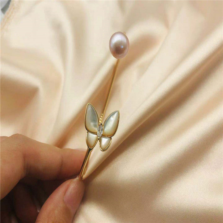 Manufacturers wholesale minimalistic design hand DIY butterfly single fresh water true pearl bracelet women's style 14K fuser hand