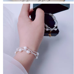 Manufacturers wholesale natural freshwater pearl bracelet female net red multi-layer wrapped in simple hand string sweet student hand