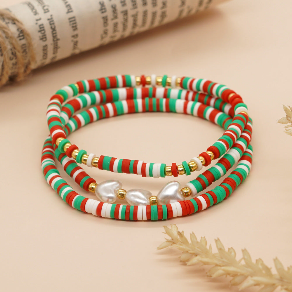 Aveuri - Women's Christmas Gift Gold Beads Peach Heart Bracelets