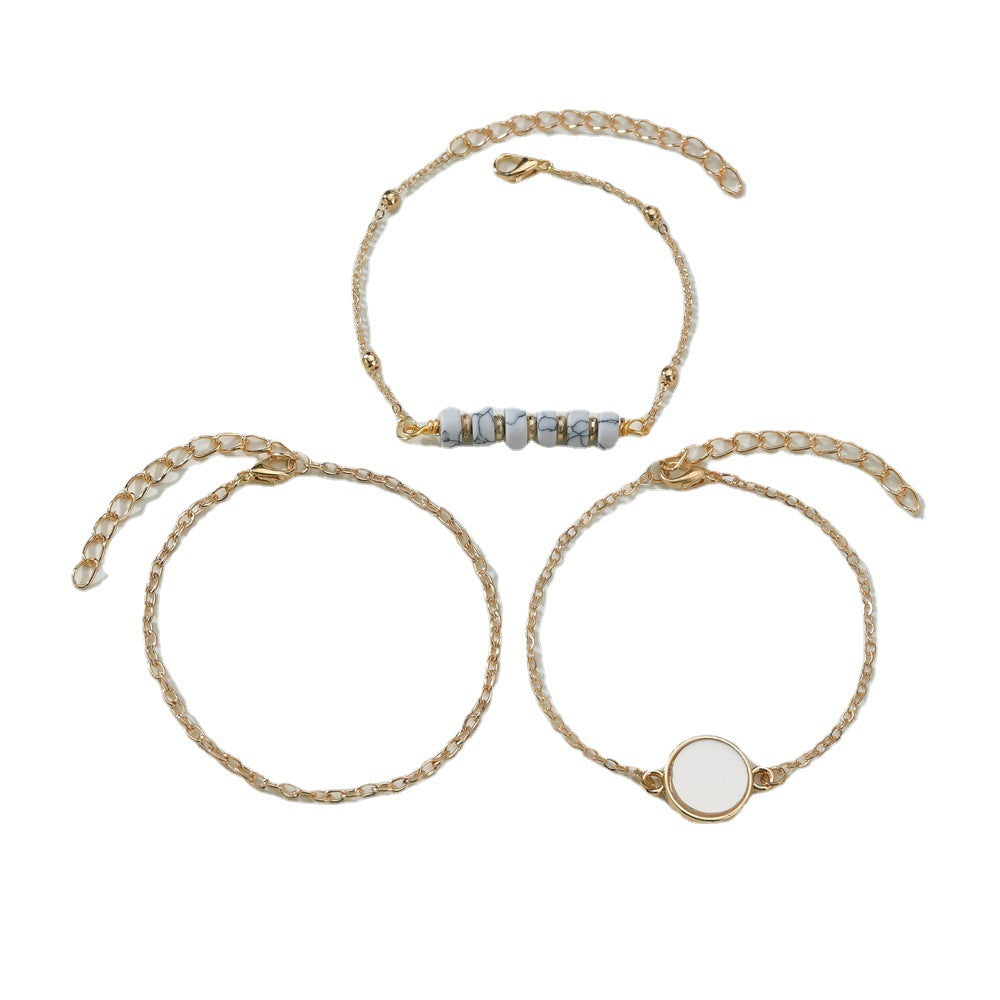 Aveuri - Shooting Round Three-piece Retro Turquoise Set Bracelets