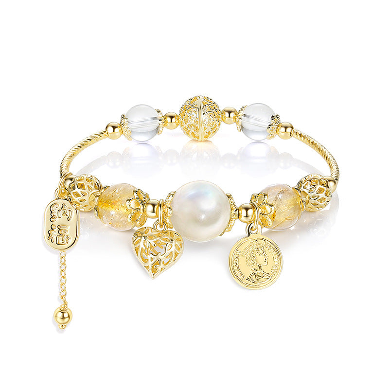 Aveuri - Women's Crystal Gentle Clear Romantic Peach Heart Mix And Bracelets
