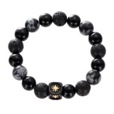 Aveuri - Men's Snowflake Stone Couple Trendy Obsidian Titanium Steel Bracelets
