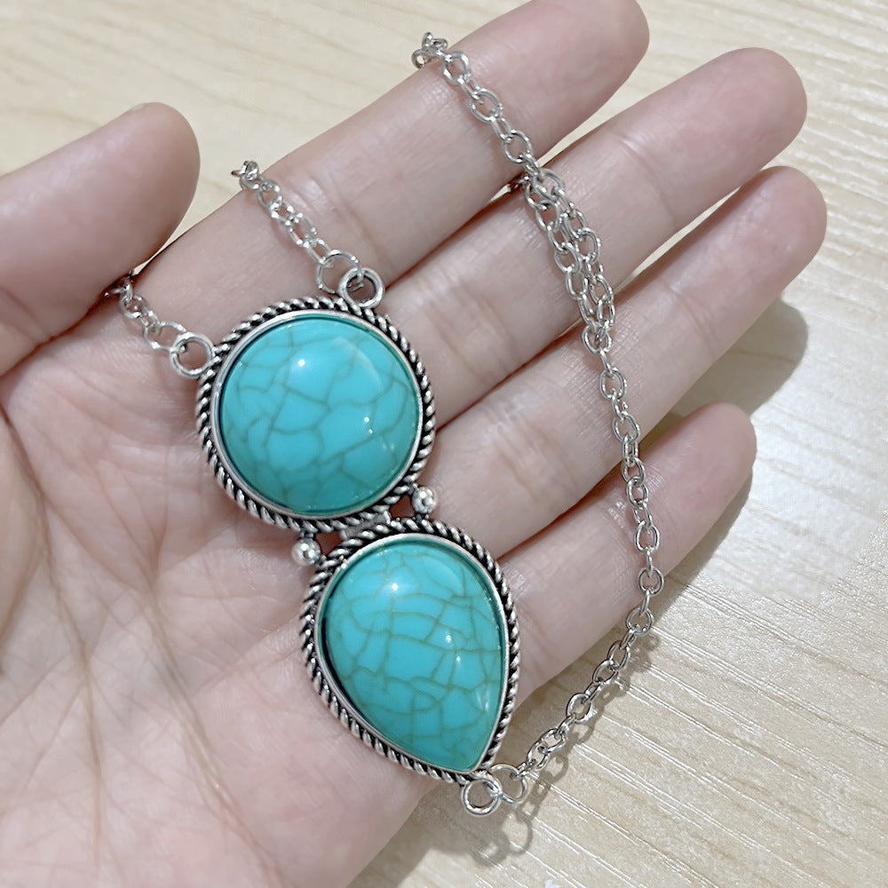 Aveuri - Metal Ethnic Turquoise Bohemian Round Water Bracelets
