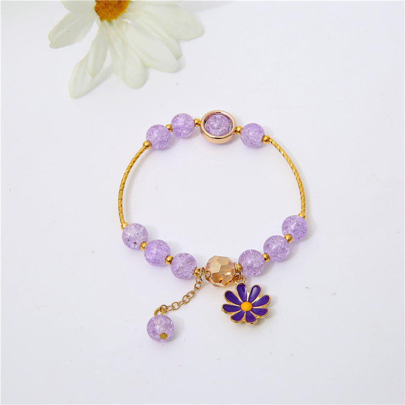 Aveuri - Flower Crystal String Beads Female Sunflower Bracelets