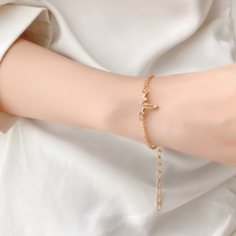 Summer girl minimalist adjustable gold bracelet INS small design titanium steel metal chain Korean handware