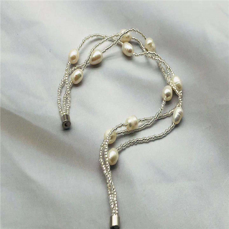 Manufacturers wholesale natural freshwater pearl bracelet female net red multi-layer wrapped in simple hand string sweet student hand