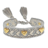 Aveuri - Couple Golden Heart-shaped Carrying Strap Hand-woven Tassel Bracelets