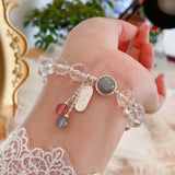 Customized light luxury white crystal sneak bracelet with strawberry crystal white moonlight stone, Changan 925 silver