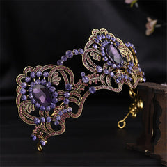 Aveuri Europe Baroque Bride Crown Purple Color Diamond Headdress Party Wedding Hair Accessories  Hair Clip Jewelry Gift