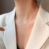 Aveuri 2023 Popular Silver Colour Sparkling Clavicle Chain Choker Necklace Collar For Women Fine Jewelry Wedding Party Birthday Gift