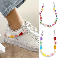 Aveuri Creative Summer Sports Resin Woven Colorful Beads Shoe Chain Decoration For Girl DIY Letters Shoes Charm Sneakers Anklet Chain