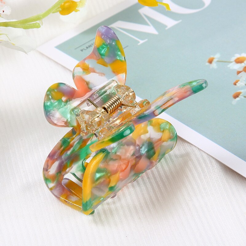 Aveuri Back to school New Acetate Hair Claw Sweet Fairy Butterfly Hairpin Gradient Tie-Dye Colored Styling Tools Barrettes For Women Girls Hair Clip