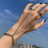 Aveuri 2023 Multilayer Silver Color Chain Bracelet Sets For Women Geometric Leaves Heart Rhinestone Charm Bracelet Vintage Jewelry