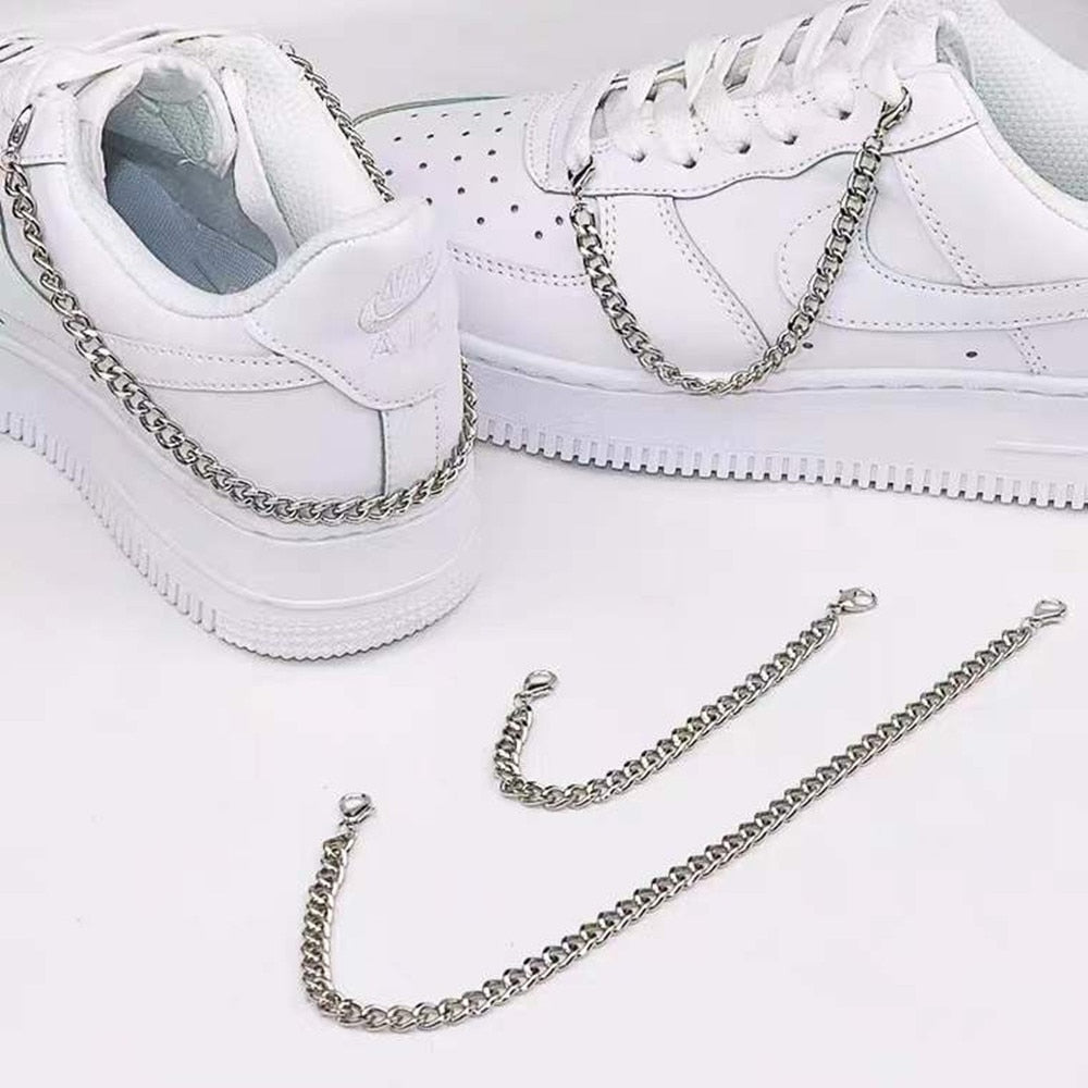 Aveuri 2023 Hip Hop Silver Metal Tassel Shoe Chain Charms Sneakers Decorations For Wome Custom Shoes Buckle Chain Jewelry Accessories