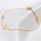 Ultra Thin Chain Link Cross Bracelet Stainless Steel Women's Adjustable Link Stacked Layered Chain Bracelets