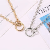 Fashion New Necklace Women Simple Punk Style Double Ring Buckle Luxury Link Chain Necklace For Women Jewelry Gift