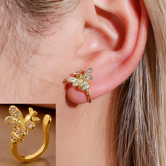 Trendy Clip on Earrings Earcuffs for Women Simple Little Bee Animal Ear Cuff No Pierced Party Jewelry AM4069