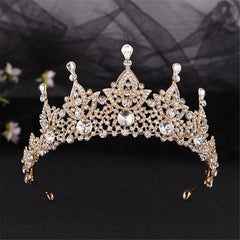 Aveuri Europe Luxury Vintage  Bride Crown Baroque Diamond Crystal Crown Wedding Dress Bride Headdress Hair Accessories For Women