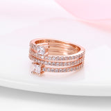 Silver Color Jewelry Ring Womens Three Layers Of Zircon Rings Anillo plata de ley 925 Original Anniversary Party Gift 2023 New
