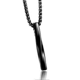 New Rectangle Pendant Necklace Men Trendy Black Gold Silver Color Stainless Steel Chain Male Necklace Jewelry Gift