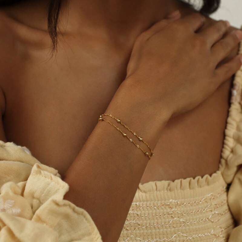 New Fashion Water Ripple Bead Chain Bracelet Women Temperament Double Layer Bracelet For Women Jewelry Gift
