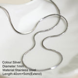 Aveuri Stainless Steel Snake Chain Link Necklace For Women Gold Color Long Chains Choker Necklace Diameter 1Mm Minimalist Chain Jewelry