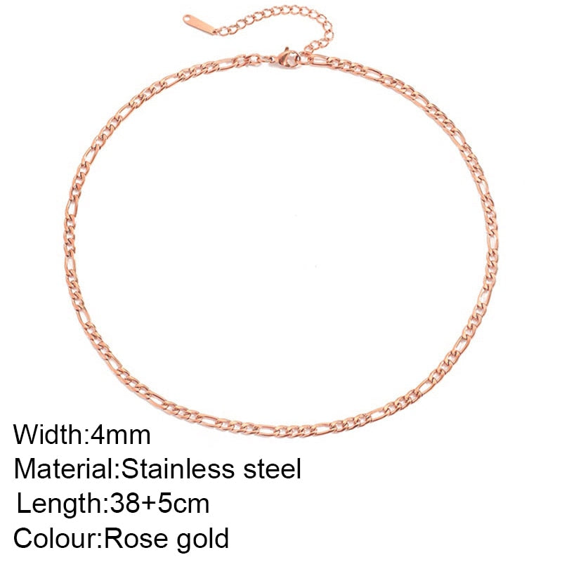 Aveuri Water Wave Chain Stainless Steel Gold Color Chain Necklace For Women Long Chain Choker Clavicle Necklace Do Not Fade Jewelry