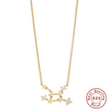 Aveuri 925 Silver Constellations Zircon Necklace For Women Girl's Birthday Gift Gold Chains On The Neck Collares Para Mujer Bijoux