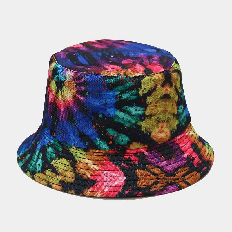 Aveuri Back to school Unisex Hat Black Tie Dye Double-Sided Simple Bob Hip Hop Bucket Hat Women's Summer Sunscreen Panama Beach Fishing Bunny Sun Cap