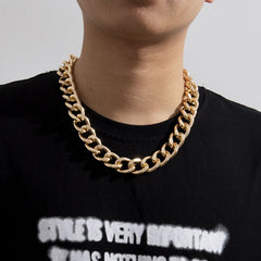 Hip Hop Big Necklace for Men Stainless Steel Punk Gold Silver Color Thick Chain Choker Necklaces Women Jewelry