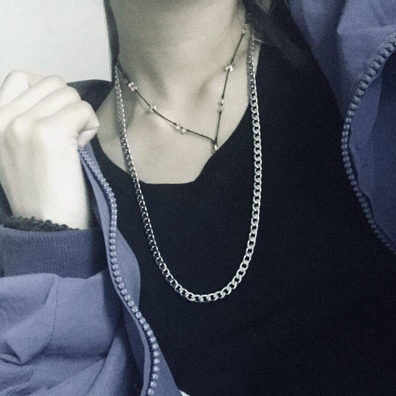 Stainless Steel Long Chain Necklace Hip Hop for Men Women on The Neck Fashion Jewelry Accessories Choker Necklaces Gift