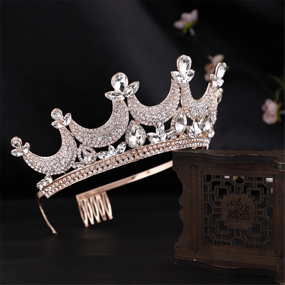 Aveuri Luxury Rhinestone Metal Tiaras Headbands Princess Bridal Crown Wedding Dress Head Ornaments Small Diadem Hair Jewelry