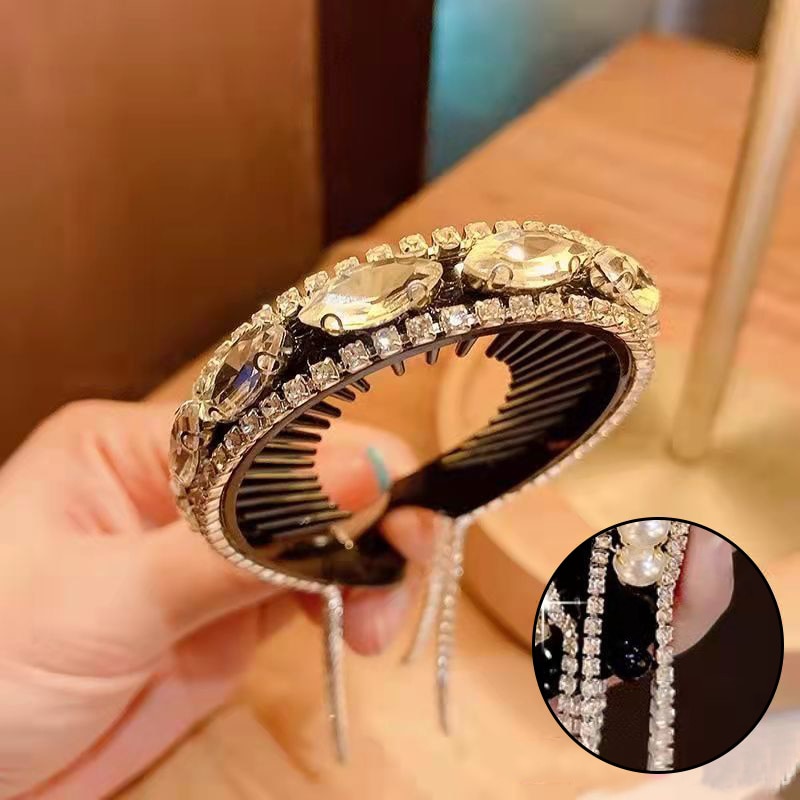 Women Elegant Luxury Rhinestone Tassel Ponytail Hair Claws Lady Sweet Hair Clips Headband Fashion Hair Accessories