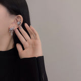 Aveuri 2023 Hip-Hop Fashion Metal Punk Liquefied Water Drop Tassel Inlaid Square Zircon Earrings Female New Geometric Irregular Earrings