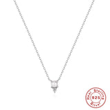 Aveuri 925 Silver Simple Pearl Crystal Zircon Pendant Clavicle Necklace For Women Girl Wedding Gold Chain Jewelry Gift Accessories