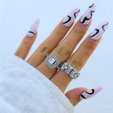 Aveuri 2023 Classic Luxury Geometric Shiny Rhinestone Square Ring For Women New Fashion Cryatal Zircon Ring ZA Wedding Charm Jewelry