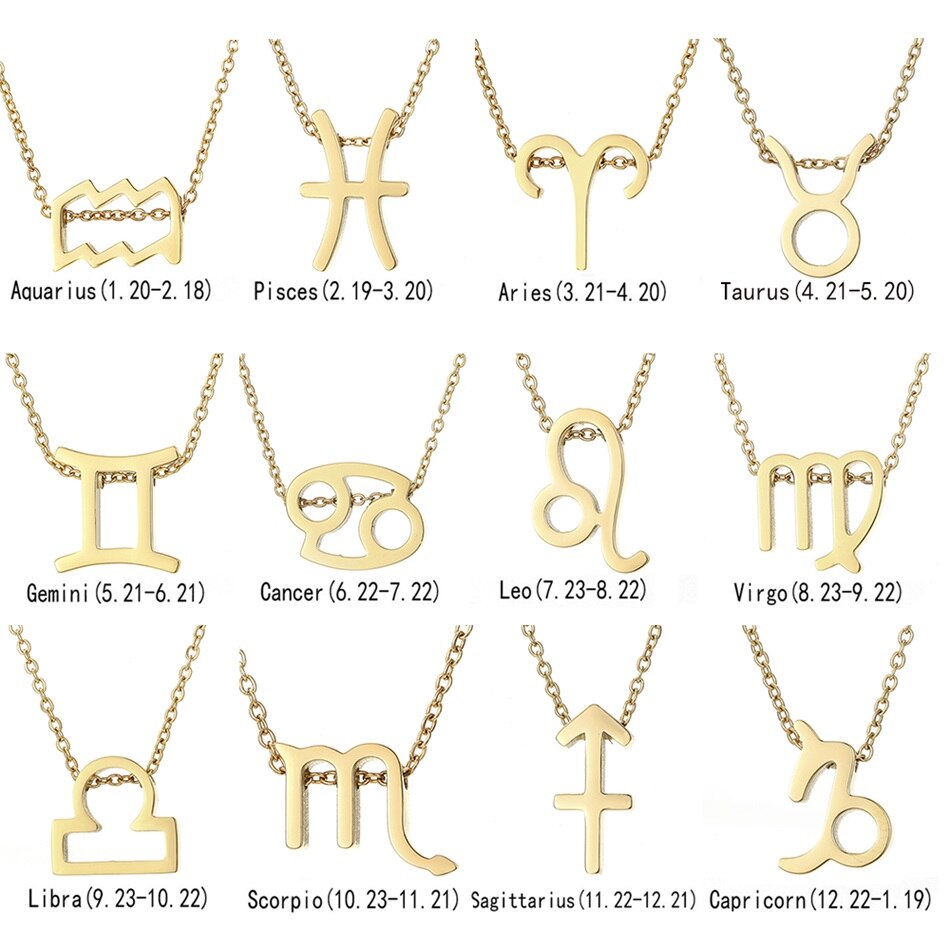 Aveuri New Constellation Zodiac Necklaces Jewelry For Women Antique Style Designed 12 Horoscope Taurus Aries Leo Necklaces Gifts 2023